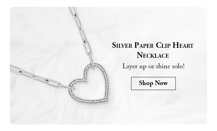 Sliver Paper Clip Heart Necklace